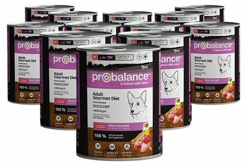 ProBalance Adult Gourmet diet Корм Консервированный для Взрослых Собак с Телятиной и Кроликом. 12шт 850г. #1