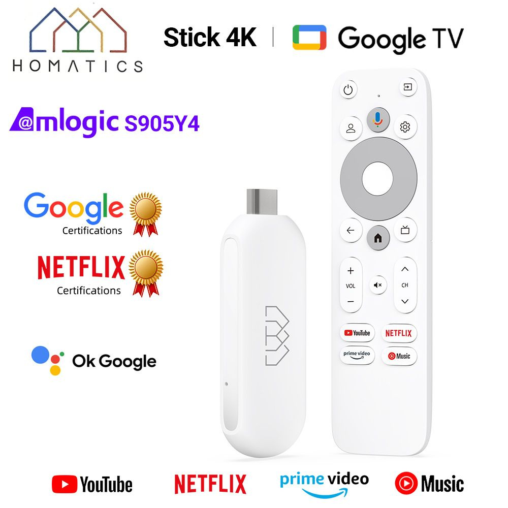 Смарт ТВ приставка HOMATICS 4K TV Stick Google & Netflix Certified 2 ГБ/32 ГБ Google TV 12 OS Amlogic #1