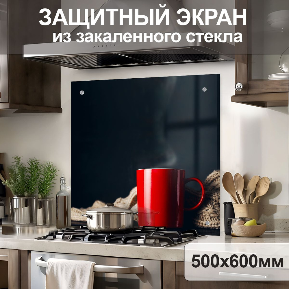 Защитный экран для плиты 600х500 мм. Стеновая панель для кухни. Фартук для кухни на стену  #1