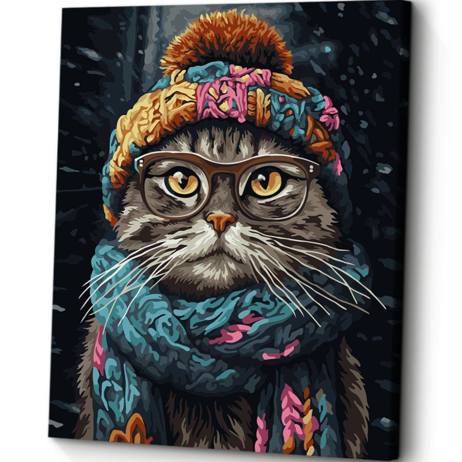 Картина по номерам на холсте с подрамником 40х50 "Время утепляться кот ...