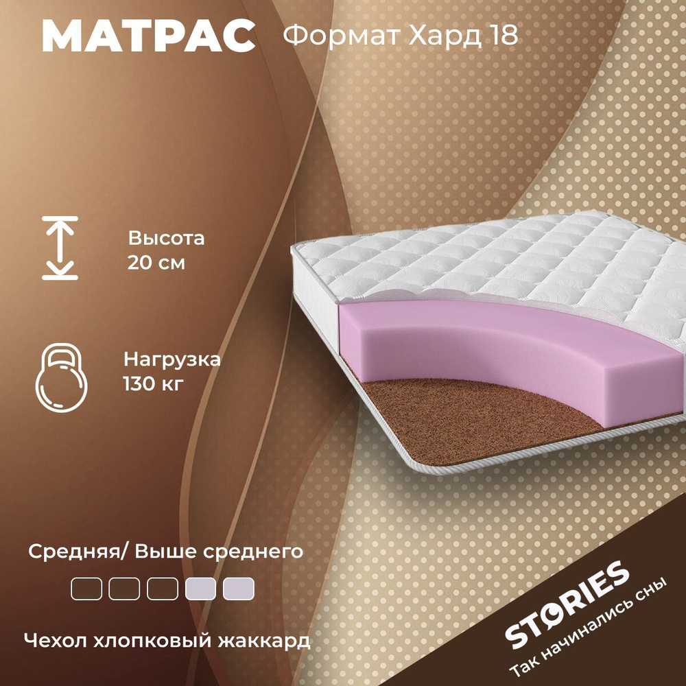 Матрас Stories Формат Хард 18 205х200 серии Компакт высота 20.03 см нагрузка 130.03 кг на кровать, анатомический, #1