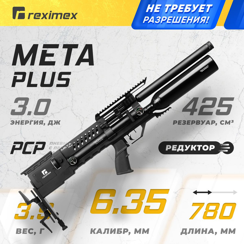 Винтовка пневматическая REXIMEX META PLUS, кал. 6,35 мм, 3 Дж (PCP, пластик)  #1