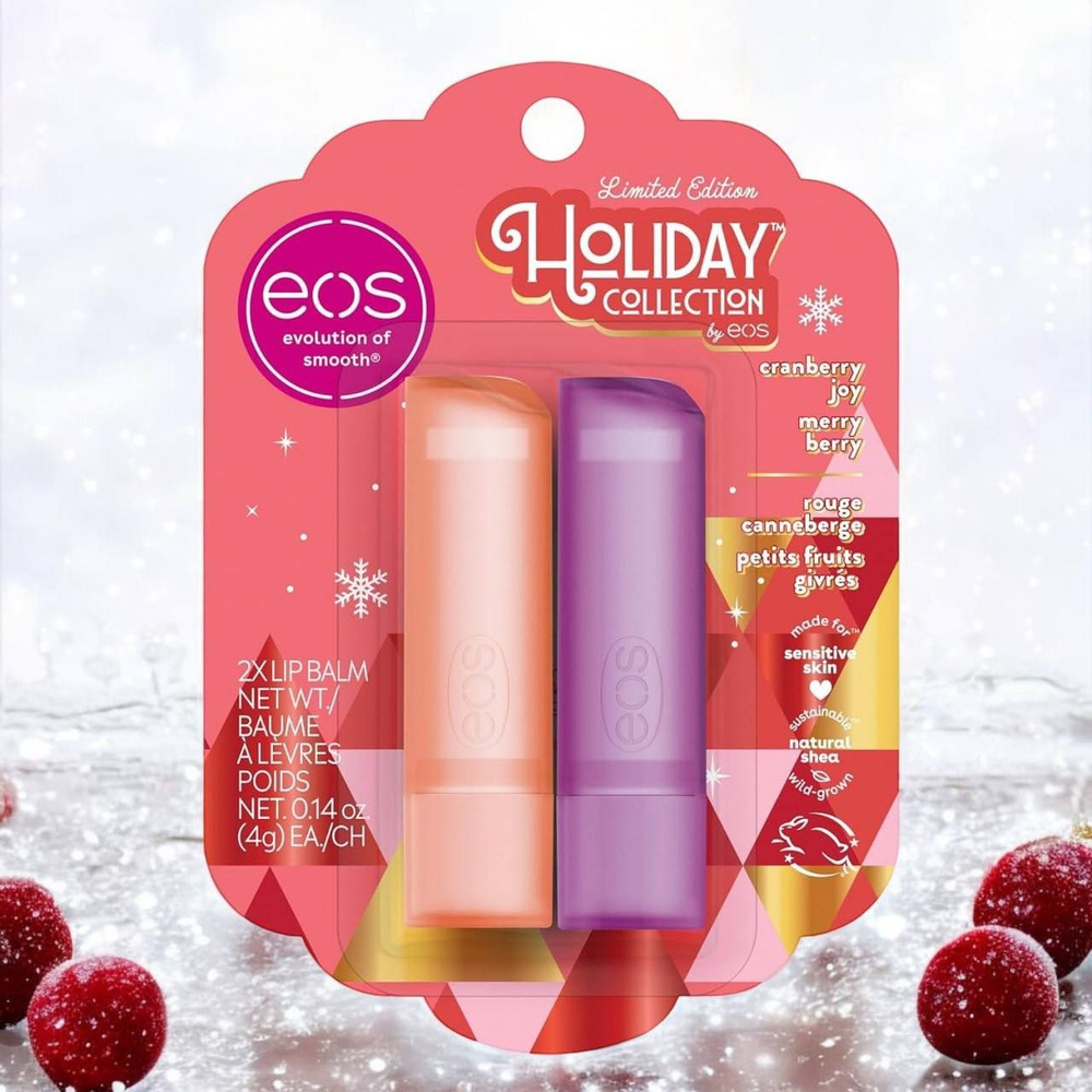 Набор бальзамов для губ EOS Cranberry Joy & Merry Berry 2-Pack Lip Balm #1