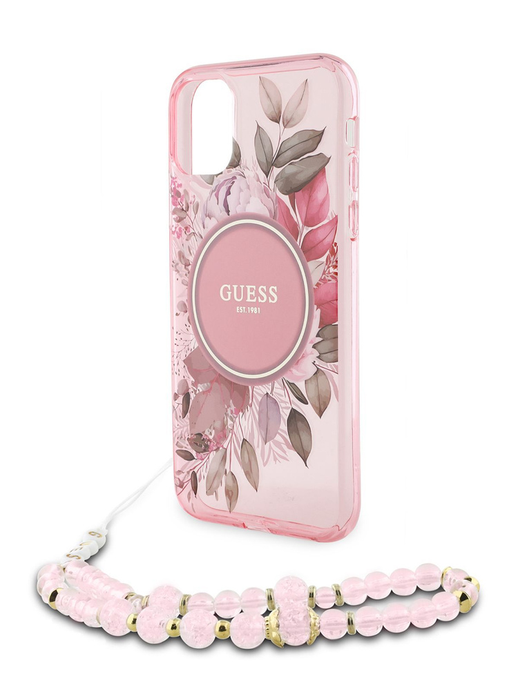 Чехол Guess PC/TPU Magsafe hand Strap на iPhone 11 с защитой камеры, с функцией Магсейф, с ремешком из #1