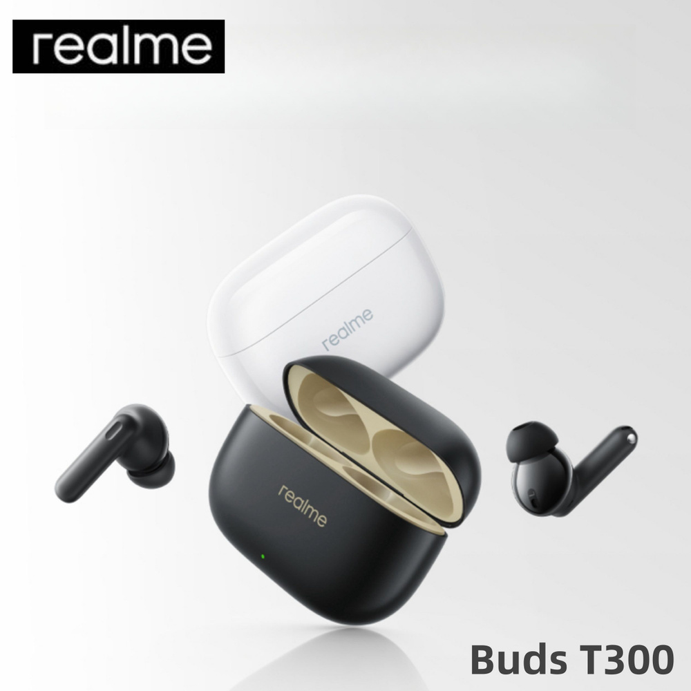 realme Наушники беспроводные с микрофоном realme Buds T300, Bluetooth, USB Type-C, белый  #1