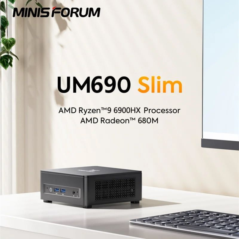 MINISFORUM Мини-ПК UM690 Slim (AMD Ryzen 9 6900HX, RAM 16 ГБ, SSD