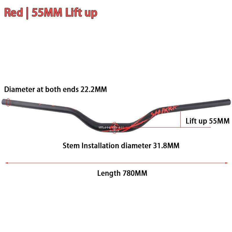 Велосипедная ручка из алюминиевого сплава SHIKRA 1301BT 31.8*780mm 55 градусов Чёрно - красный  #1