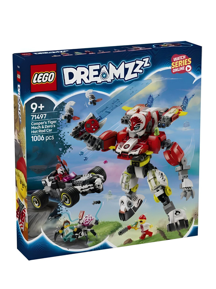 Конструктор LEGO DREAMZZZ Робот-тигр Купера и Hot Rod машина Зеро, 1006 деталей, 9+, 71497 #1