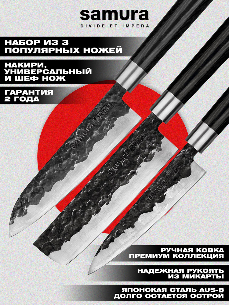 Набор ножей кухонных (накири, сантоку, универсальный), Samura Blacksmith SBL-0220 #1