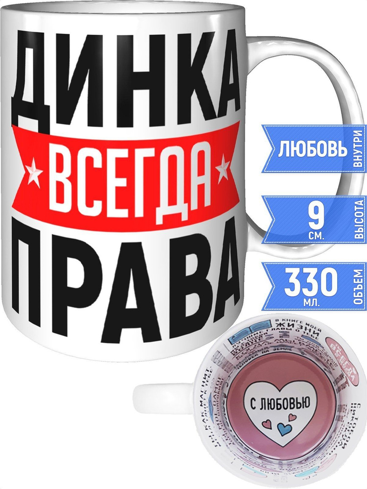 Кружка Динка всегда права - внутри признания в любви #1
