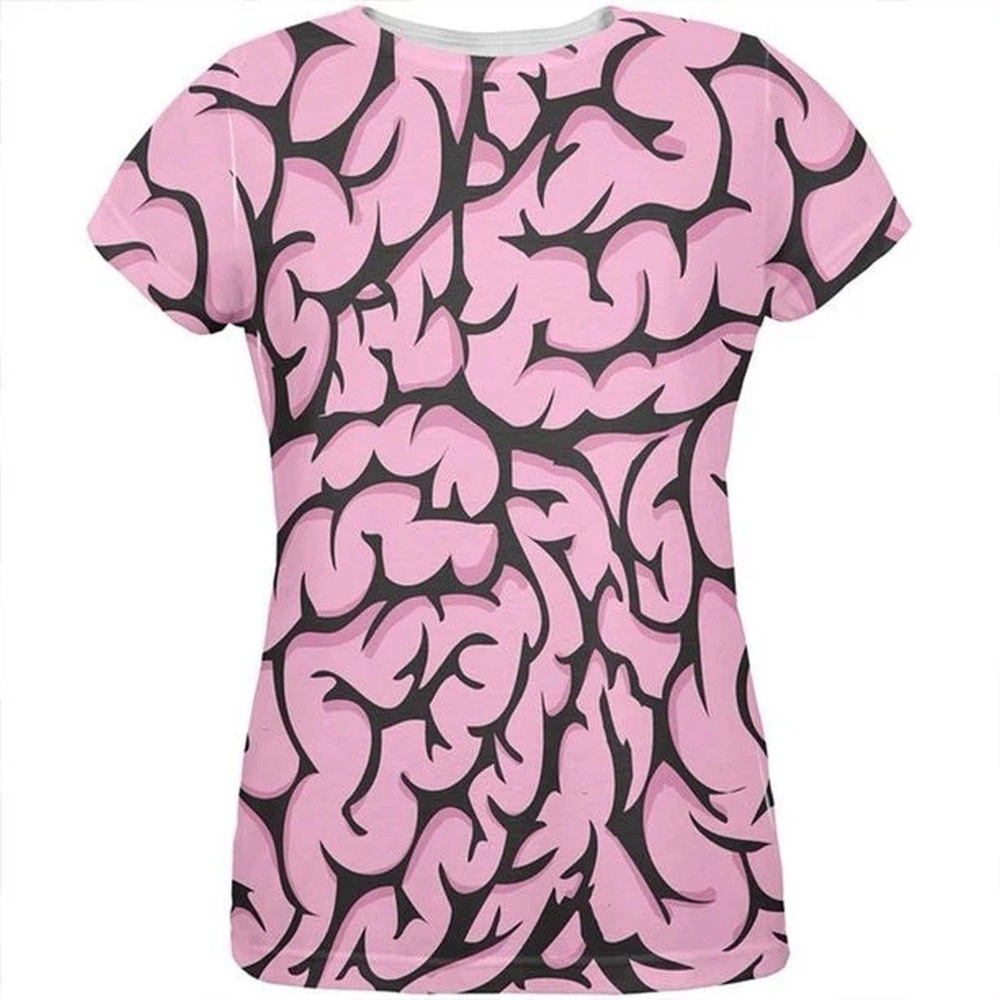 Футболка Футболка Halloween Pink Brains 3D All Over Print T-shirt - AOP T-shirt_ #1