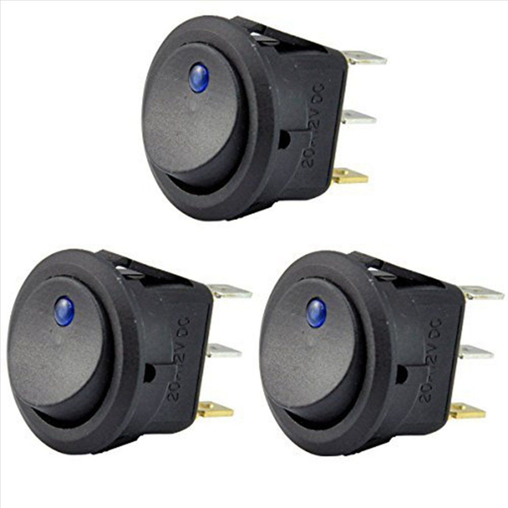 3Pc 12V 20A Rocker Toggle LED Switch синий Light SPST On-Off Control для лодок,автомобилей,гоночных автомобилей,внедорожников,квадроциклов #1
