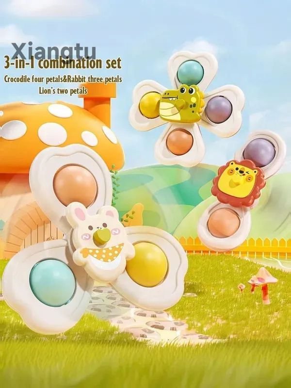 3шт Детские игрушки-спиннеры на присоске, игрушки для ванны, Неваляшки и юлы #1