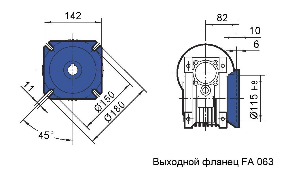 Фланец выходной FA редуктора NMRV 063