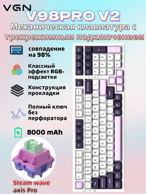 VGN Игровая клавиатура беспроводная VGN V98 Pro V3,Трехрежимное