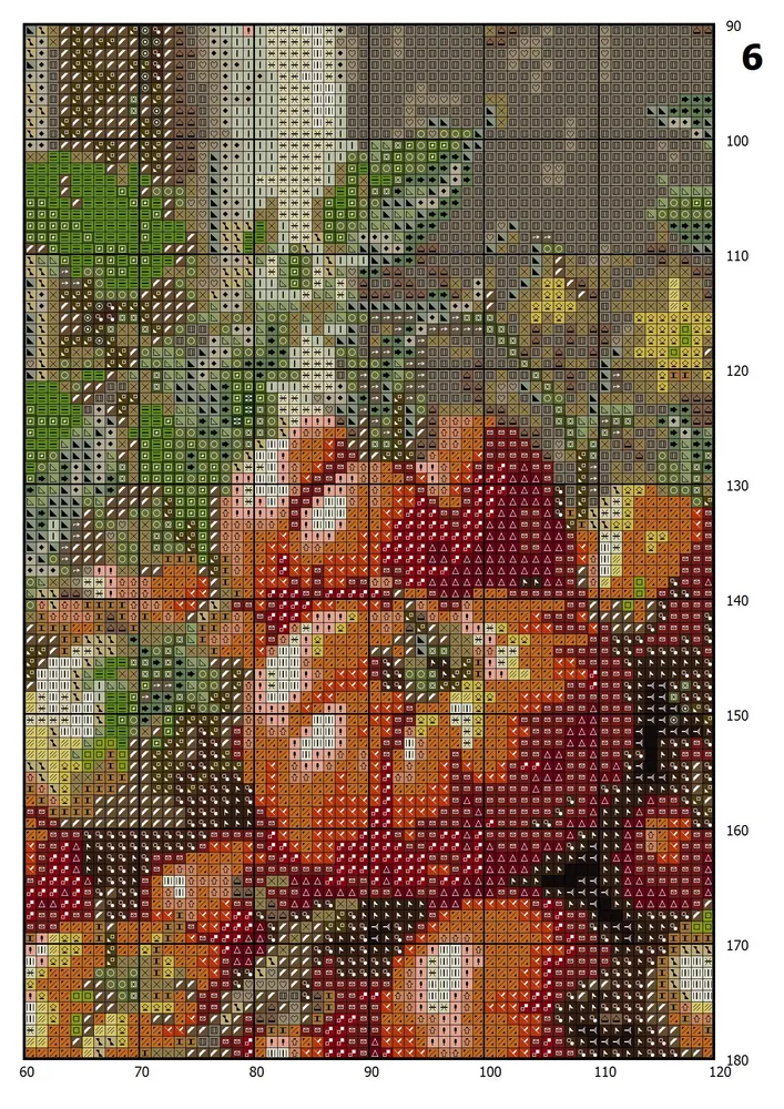 Схема вышивки крестиком Урожай (на бумаге, без канвы и мулине) 193х343 стежков 35х62 см (36 цветов), 193x343, 36 цв., фото 4