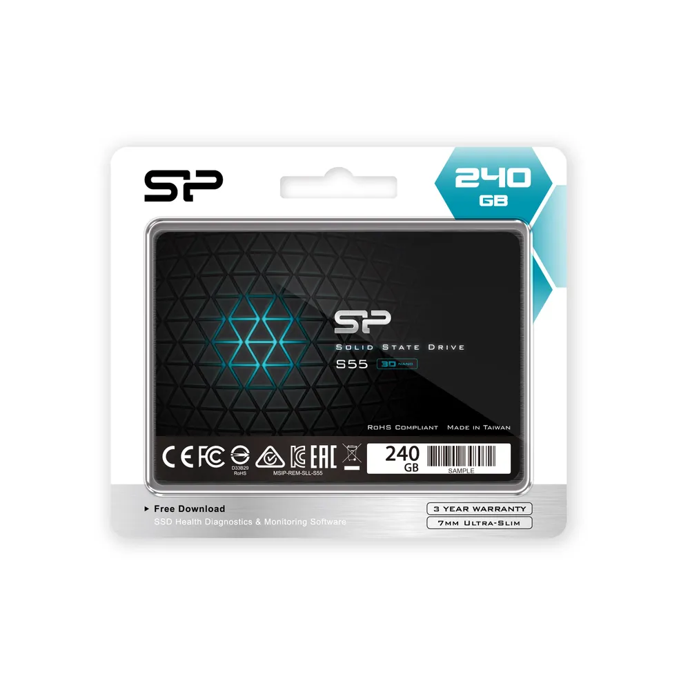 Silicon Power 240 ГБ Внутренний SSD-диск Slim S55 2.5" SATA3, 2.5", SATA3 6.0 Гбит/с 6 Гбит/с (SP240GBSS3S55S25)