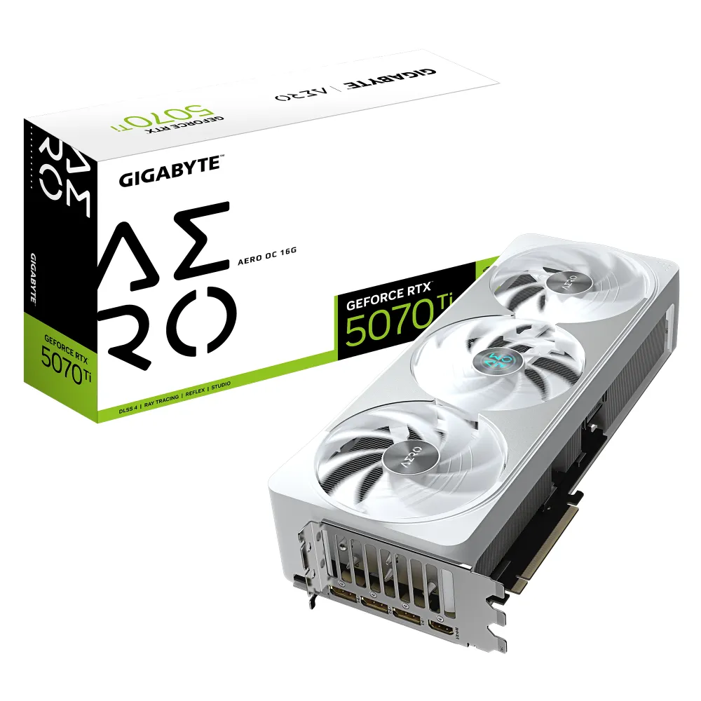 Gigabyte Видеокарта GeForce RTX 5070 Ti AERO OC 16 ГБ (GV-N507TAERO OC-16GD)