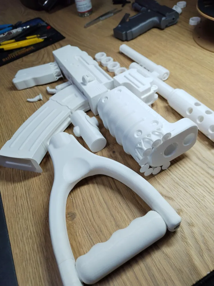 Штурмовая винтовка (Калаш), модель для сборки, белый, 80см