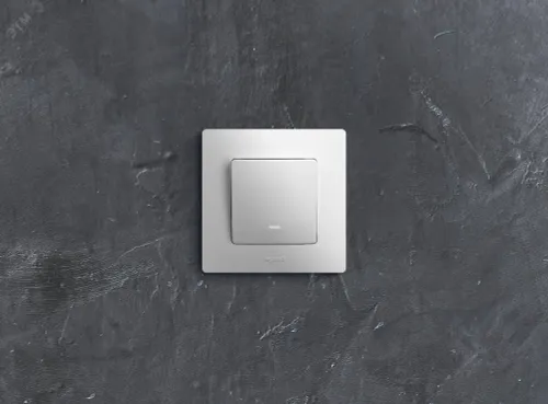 Выключатель одноклавишный с подсветкой, безвинтовые зажимы, 10АХ, белый