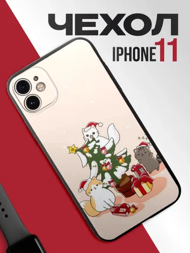 Новогодний чехол на iphone 11 Котик