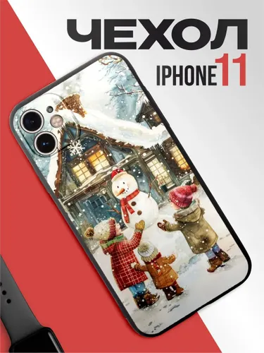 Новогодний чехол на iphone 11 Снеговик