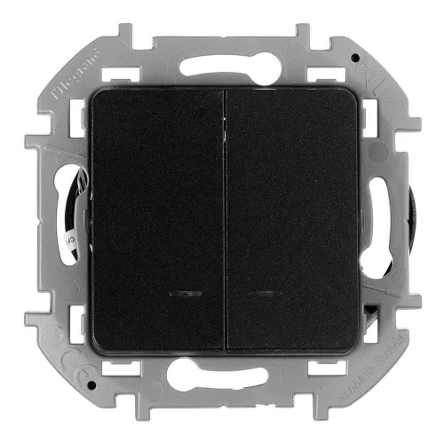 Выключатель Legrand Inspiria двухклавишный встраив. антрацит с подсветкой 673633