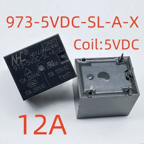 3pcs Реле электромагнитное 973-5VDC-SL-A-X, 4 вывода, 12А, 5В пост. тока, 1З/НО (SPST), для бытовой