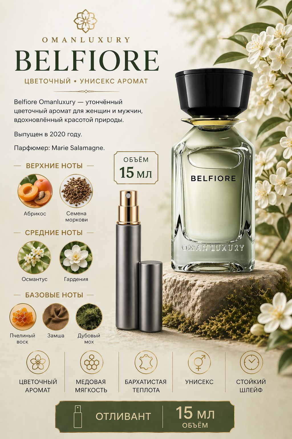 omanluxury belfiore Парфюмерная вода унисекс 15 мл Отливант купить