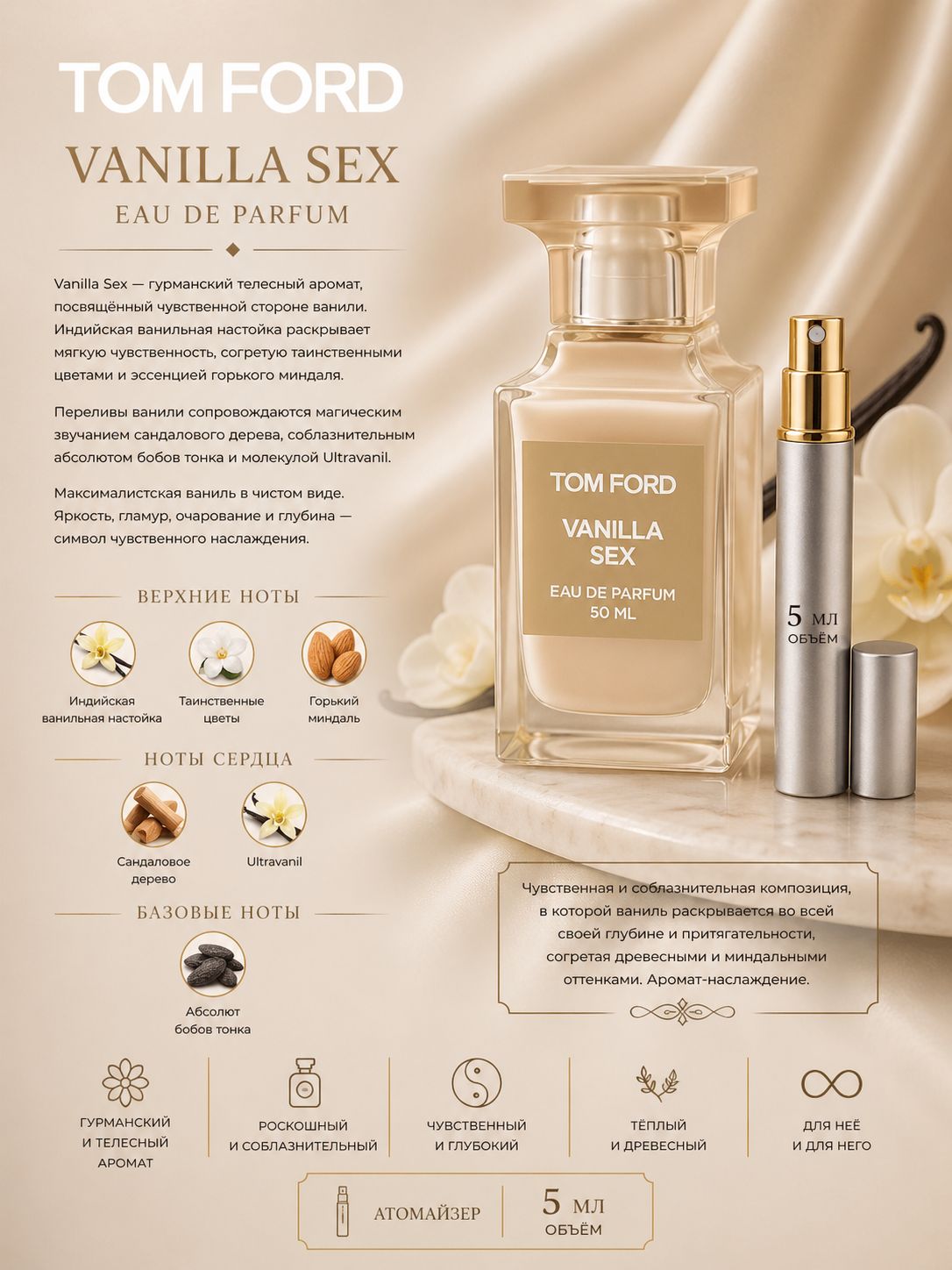 TOM FORD VANILLA SEX Парфюмерная вода унисекс 5 мл Отливант купить
