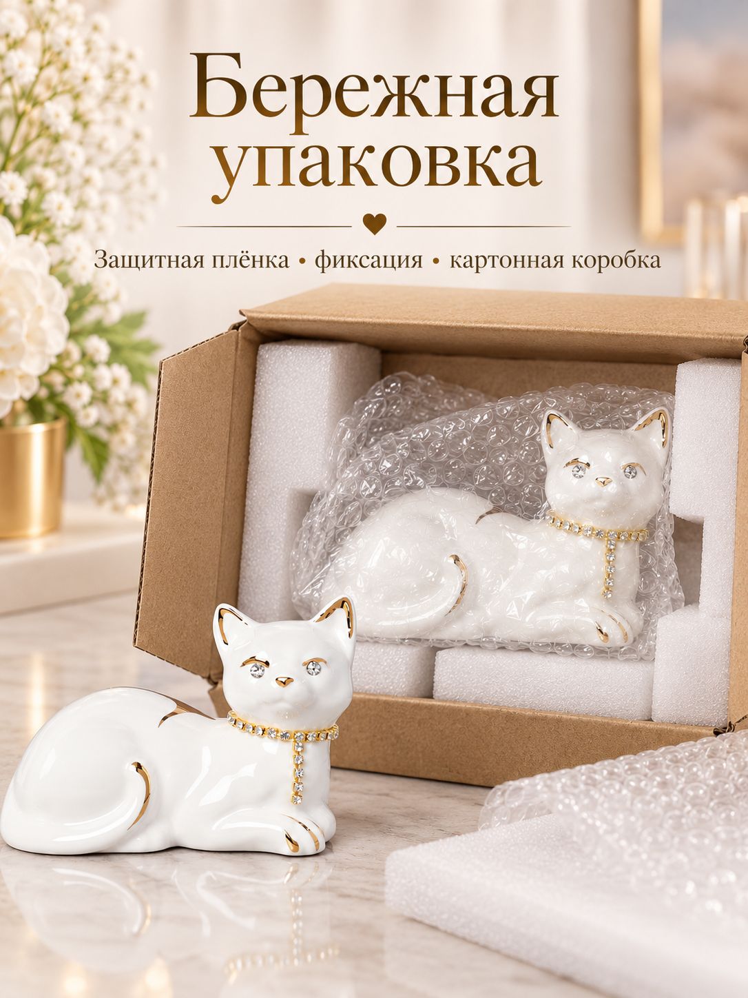 Статуэтка Кошка, фарфор, 7,5 см — фото 8