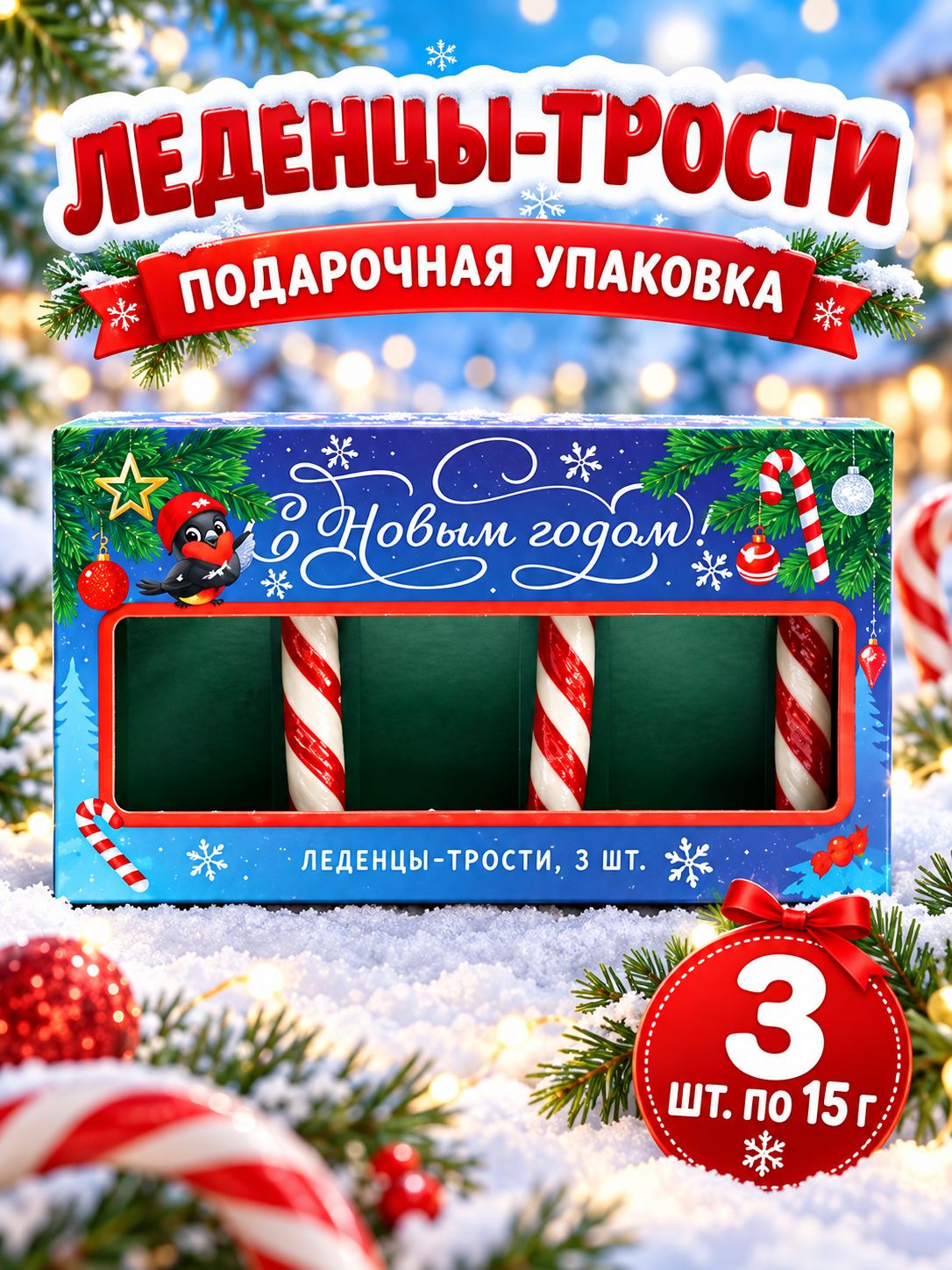 Леденцовые трости новогодние Время для праздника , 3 шт.