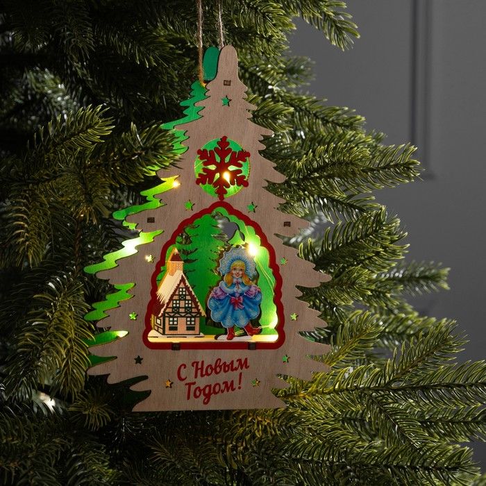 Подвеска световая ёлочная "Снегурочка", 16х3x22.5 см, 6 LED, АААx2 (не в компл.), свечение тёплое белое