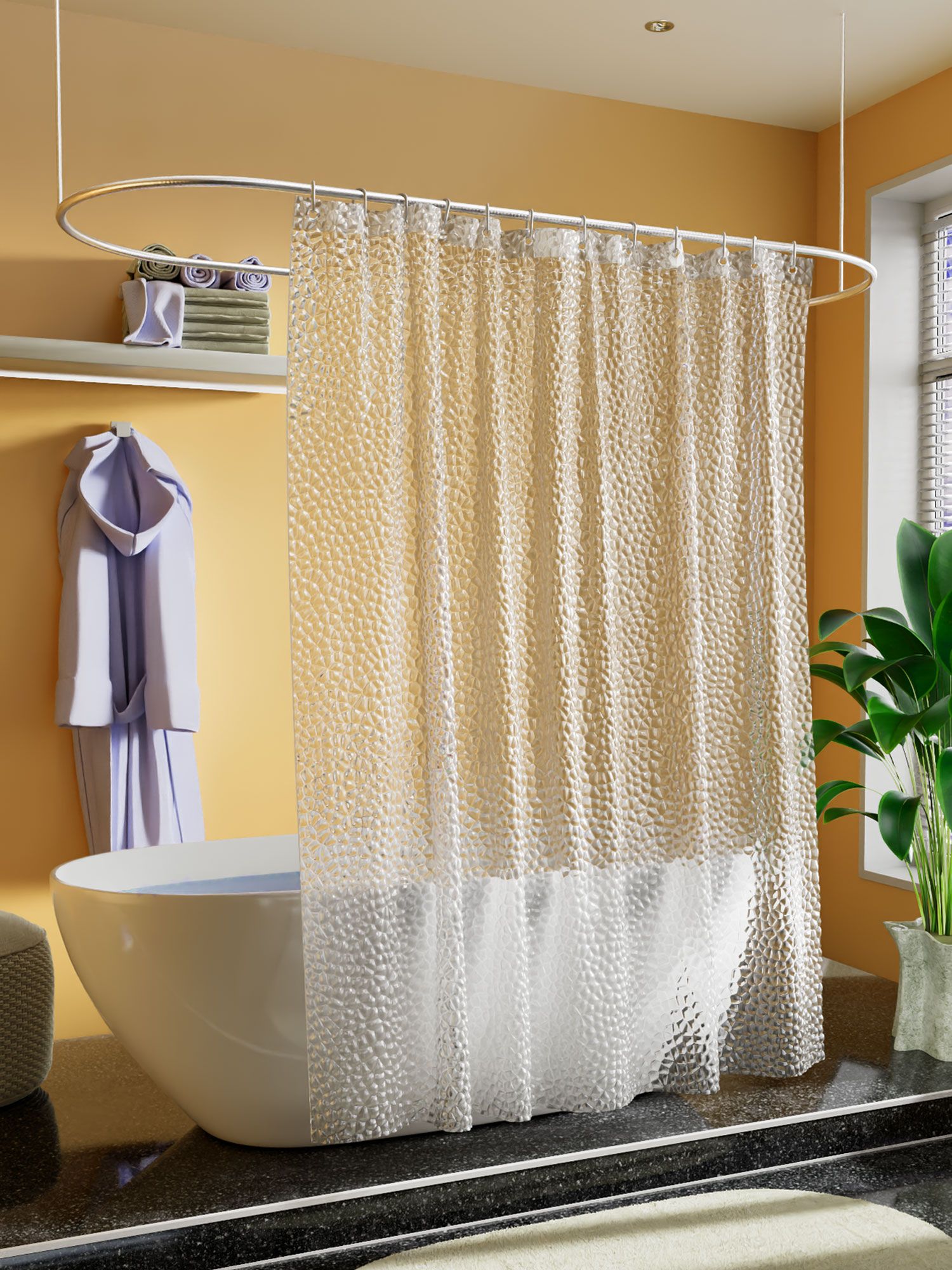 Классическая тканевая штора в ванной