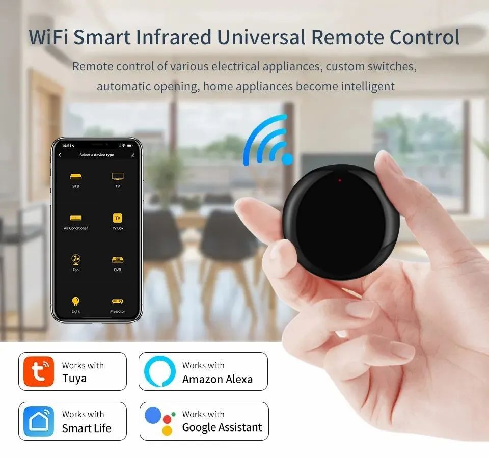 TuyaИКпультуправленияSmartWiFiуниверсальныйинфракрасныйдляумногодомауправлениедлятелевизораACработаетсGoogleHome