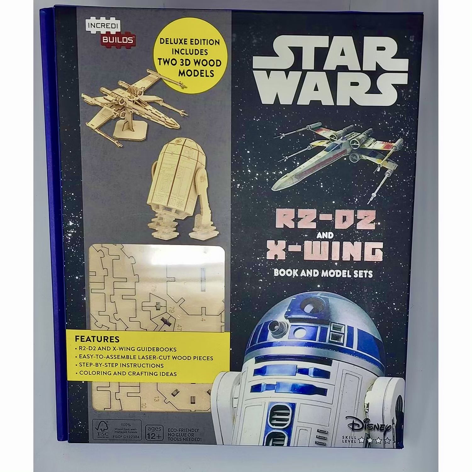 IncrediBuilds Набор R2-D2 и X-Wing Делюкс книга + 2 деревянные 3D-модели