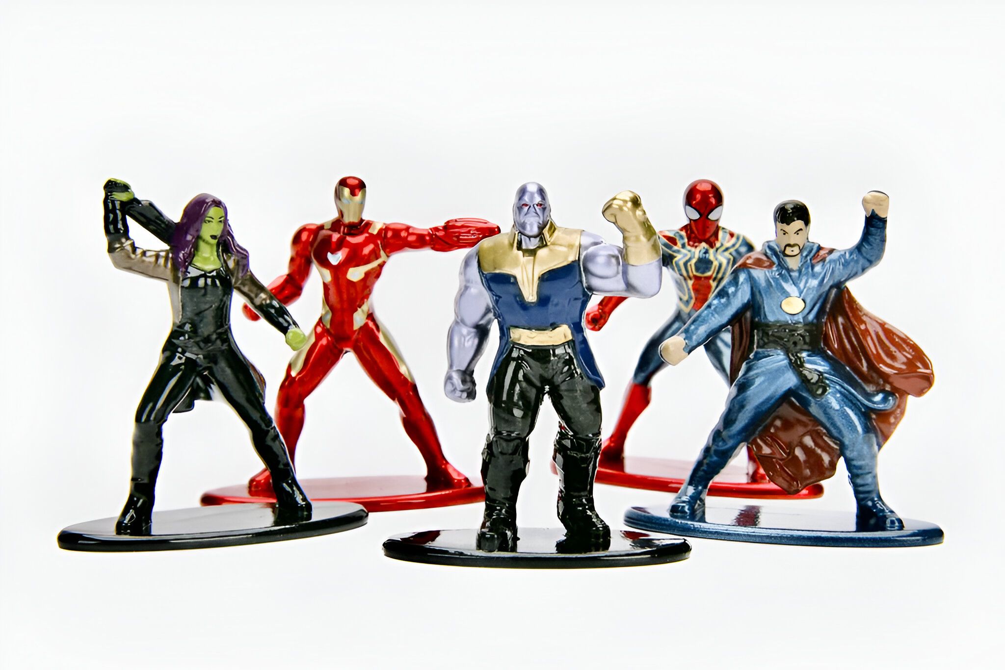Мстители / Marvel Avengers Набор металлических фигурок Infinity War 5 шт (Железный человек, Человек-паук, Доктор Стрэндж, Танос, Гамора)