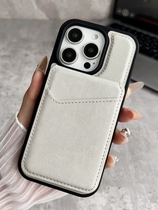 智能手机壳 用于 Apple iPhone 16 Pro, 人造皮革, 白色