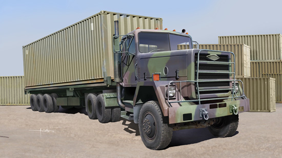 Trumpeter010151:35АмериканскийтягачМ915/прицепМ872с40-футовымконтейнеромСборнаямодельвоенной