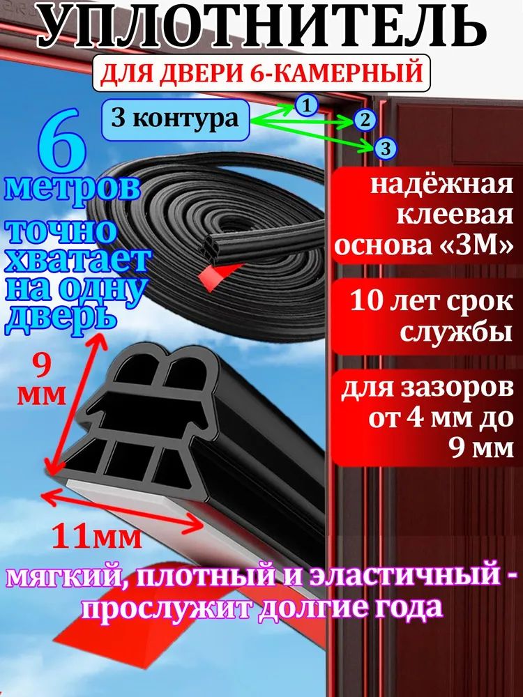 Самоклеющийсямногокамерныйрезиновыйуплотнительдлявходныхдверей,защитаотсквозняковишума