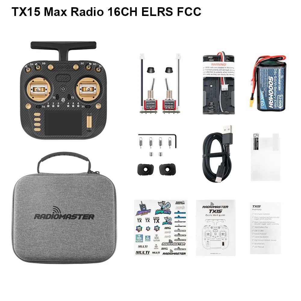 Radiomaster TX15 Max ELRS Gold + 2S 6200mAh battery Radiomaster TX15 Max ELRS Gold + 2S 6200mAh battery