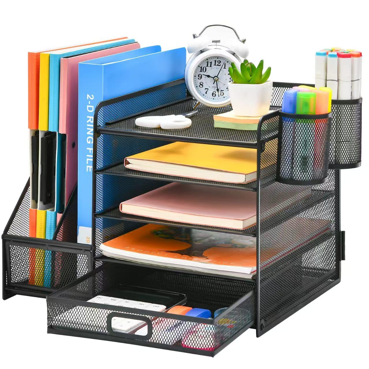 Пятиъяруснаяметаллическаяподставка-лотокдлябумагидокументовА4,настольныйорганайзердляканцелярии,держательдляручекикарандашей