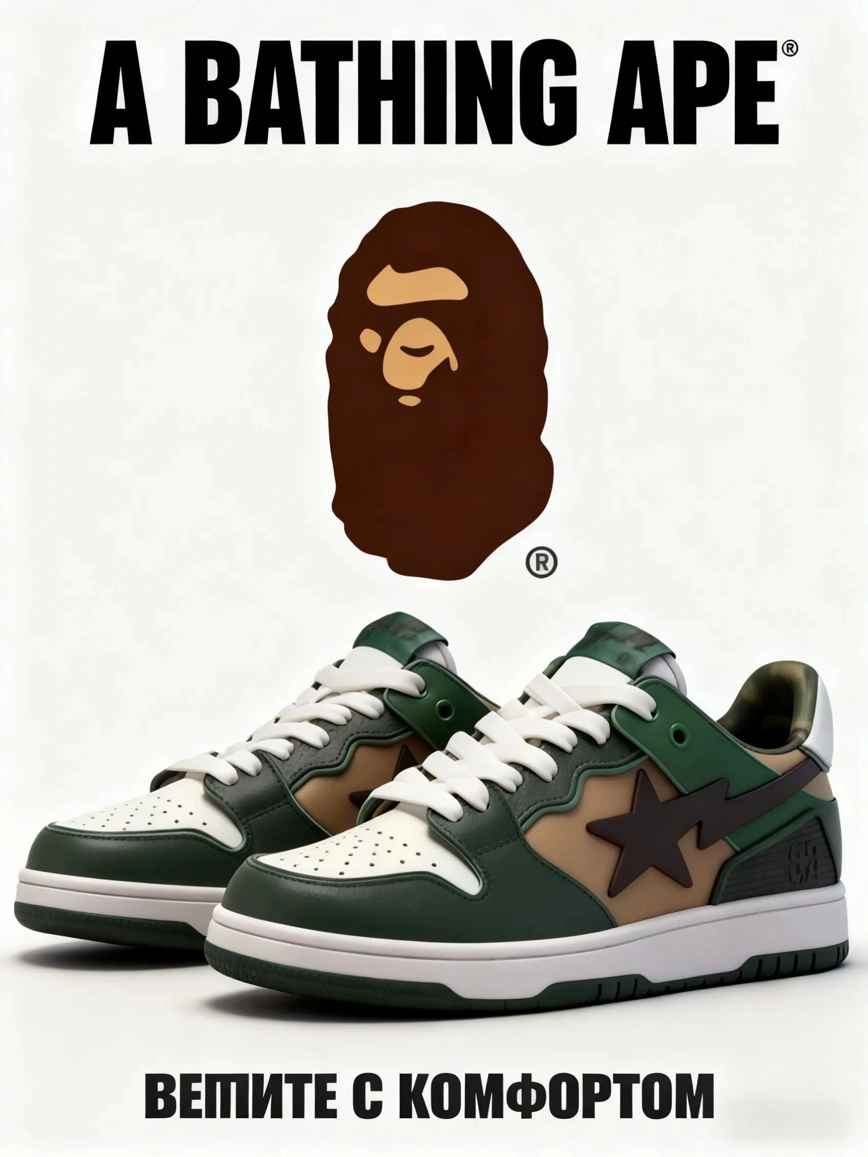Кроссовки Мужской, Женский A BATHING APE Синтетическая дышащая сетка ...