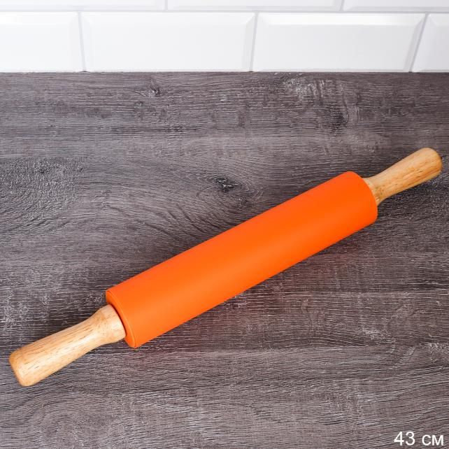 Скалка силиконовая 43х25х5 см, оранжевая