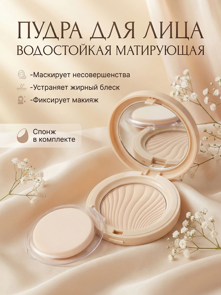 пудрадлялица,нежнаямелкодисперснаятекстура,скрываетпоры,контролируетивпитываетжир,стойкость24часа,вкомплектеспонжизеркало,оттенок03светлыйбежевый