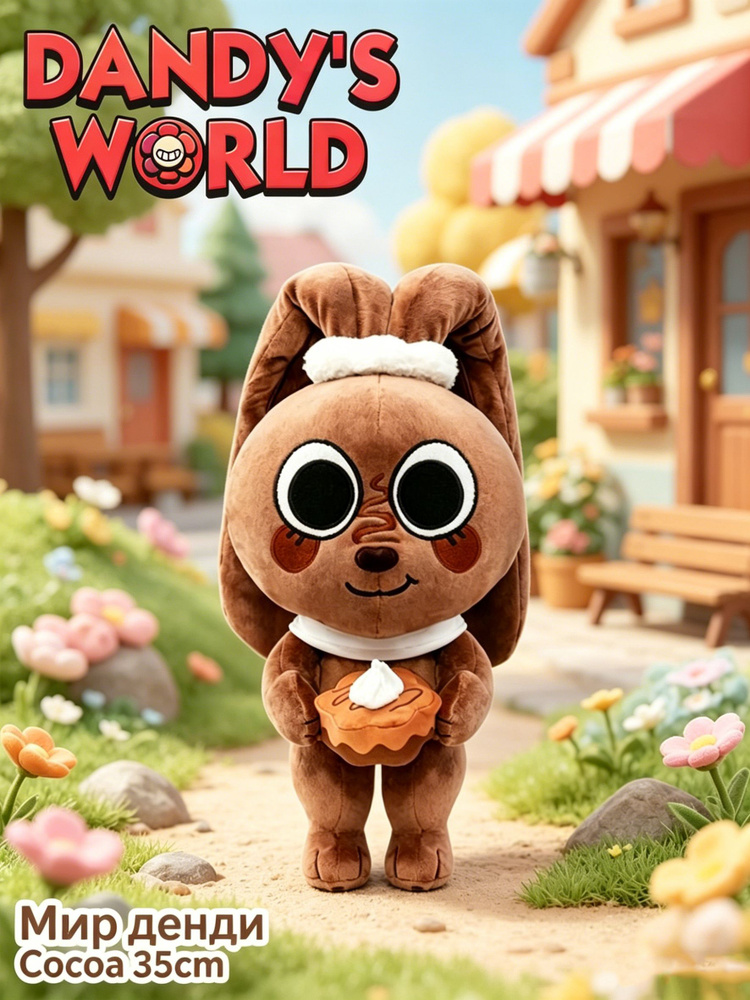 Мягкая игрушка мир денди Cocoa 35cm/Roblox Dandy's World Cocoa Plush toys/Съемный торт #1