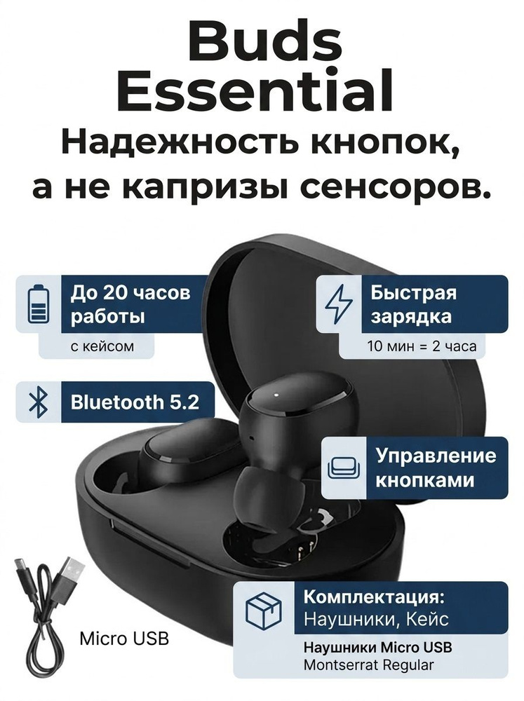Redmi Buds Essential наушники беспроводные капельки. Наушники беспроводные для телефона #1