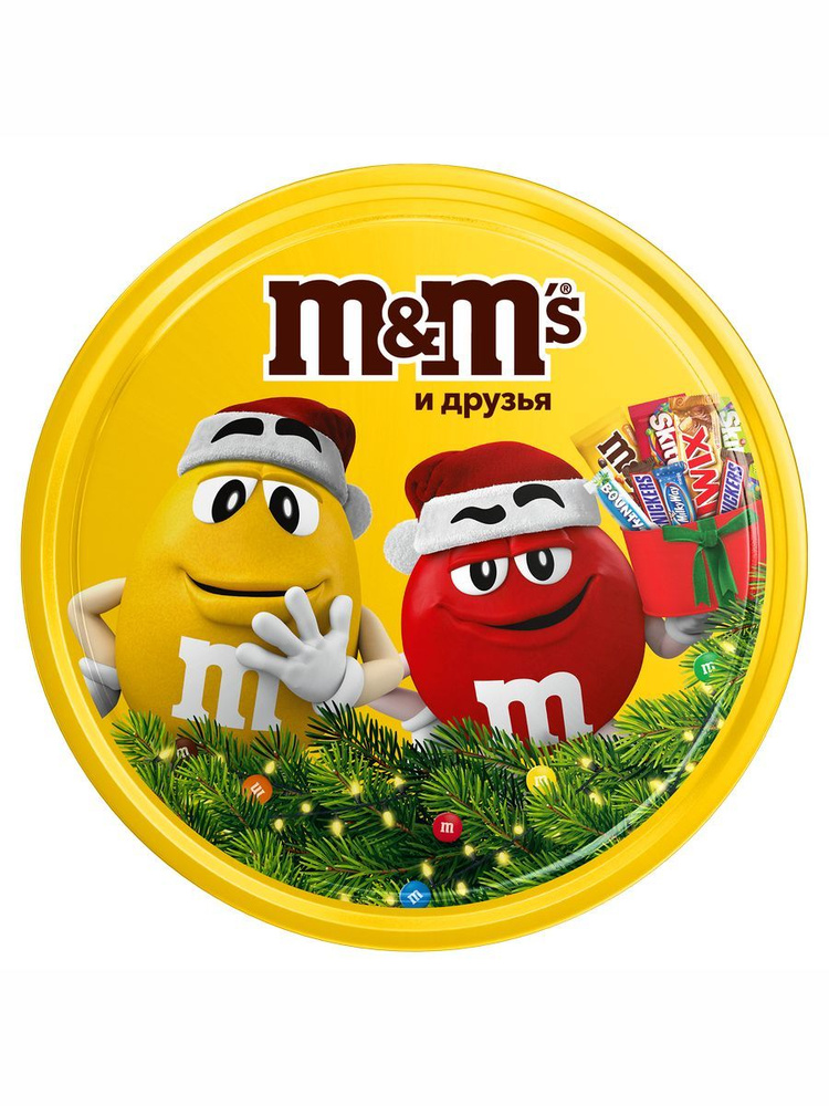 Новогодний подарок набор сладостей M&M's & Friends Банка, набор конфет M&M's, Snickers, Twix, Milky Way, #1
