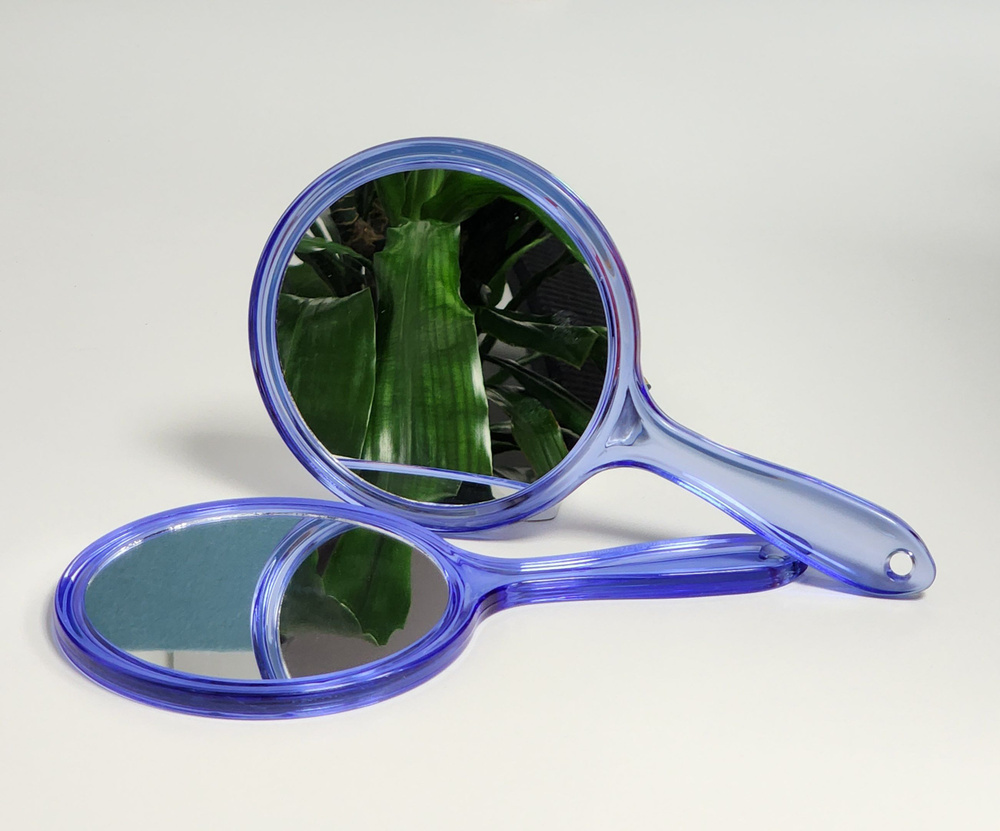 Зеркало косметическое с ручкой , двустороннее , с увеличением , диаметр 9,5 см  #1