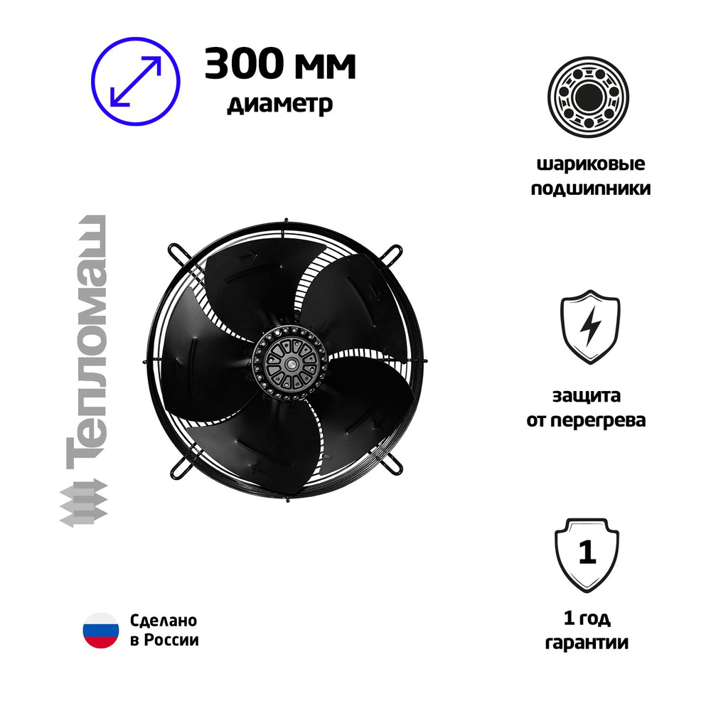 Вентилятор осевой с защитной решеткой ВО-4М300А (1ф/220, 85 Вт, 1380 об ...